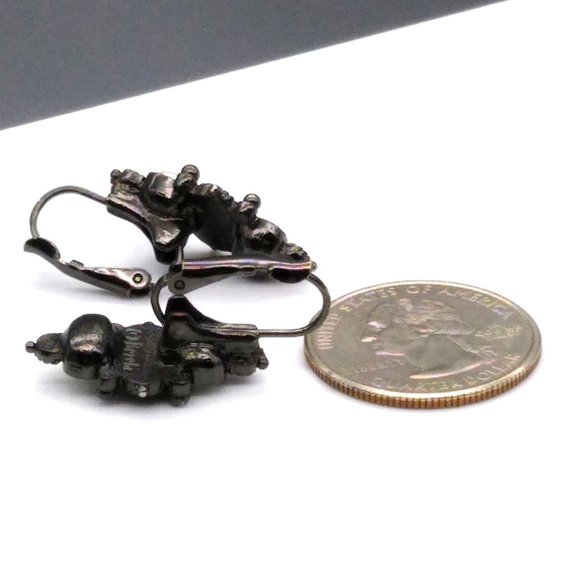 Vintage Berebi Pearl and Crystal Drop Earrings in Gunmetal Gray, Signed Designer - Picture 5 of 5